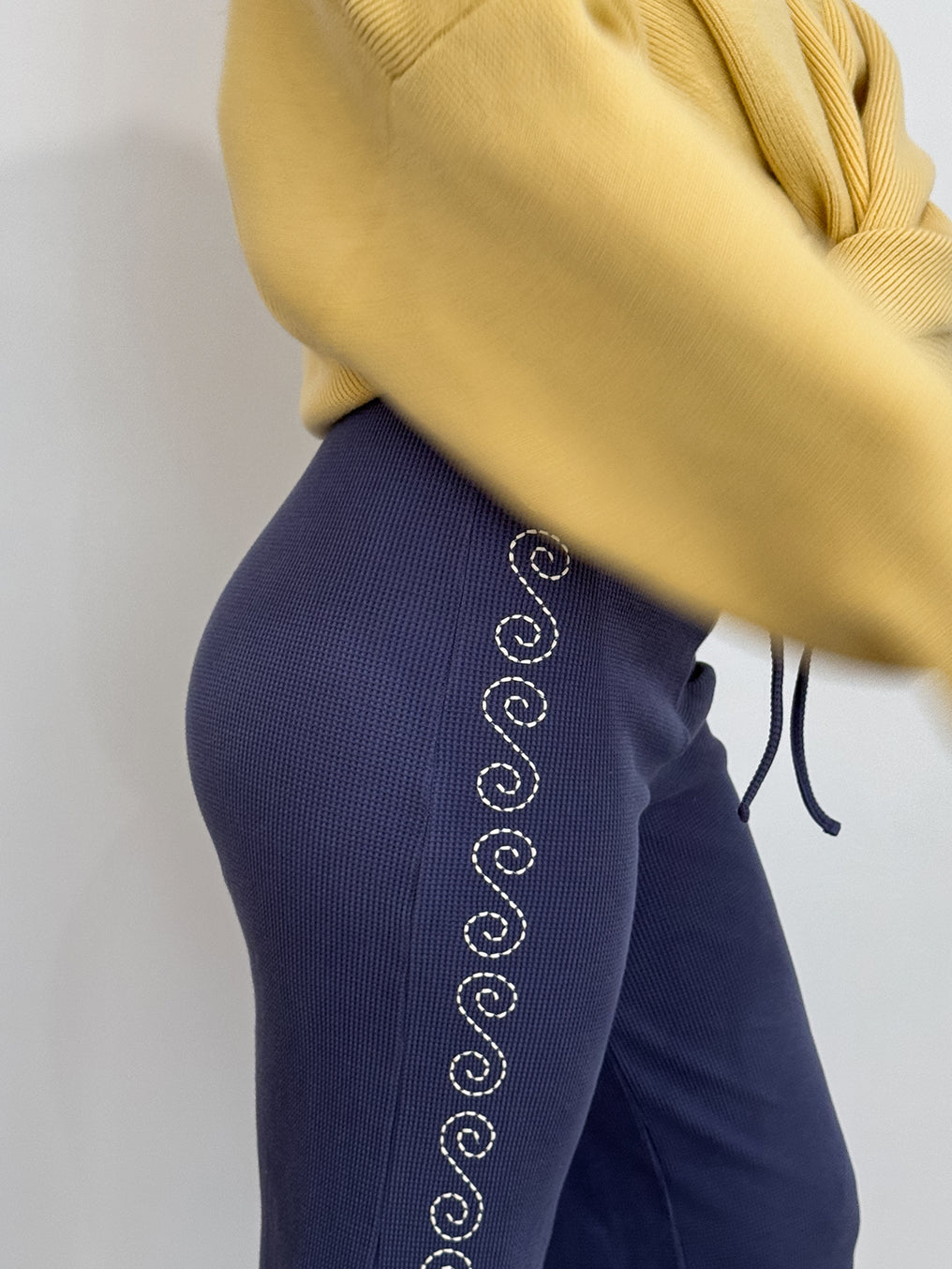 Waffle Navy Spiral Pant